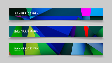 Abstract rectangular vector banners with colorful geometric gradient backgrounds