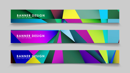 Fototapeta premium Abstract rectangular vector banners with colorful geometric gradient backgrounds