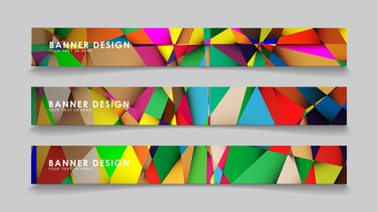 Abstract rectangular vector banners with colorful geometric gradient backgrounds