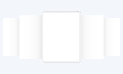 Clay tablet computer mockup with blank web wireframing pages. Modern concept for showcasing web-design projects. Vector illustration