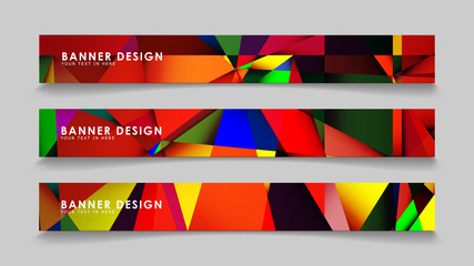 Abstract rectangular vector banners with colorful geometric gradient backgrounds