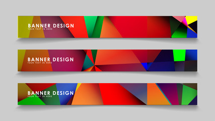 Abstract rectangular vector banners with colorful geometric gradient backgrounds