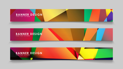 Abstract rectangular vector banners with colorful geometric gradient backgrounds
