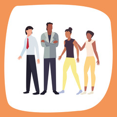 people group standing on white background