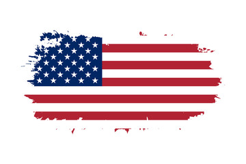 American flag. Grunge old flag USA isolated white background. Distressed retro texture. Vintage grungy dirty design. Symbol America united national freedom, patriotic 4th july. Vector illustration