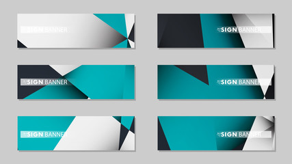Fototapeta premium Abstract vector banners with geometric backgrounds gradient green black and white