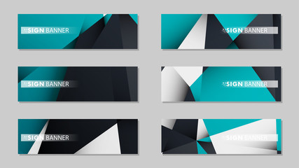 Fototapeta premium Abstract vector banners with geometric backgrounds gradient green black and white