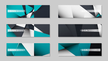 Fototapeta premium Abstract vector banners with geometric backgrounds gradient green black and white