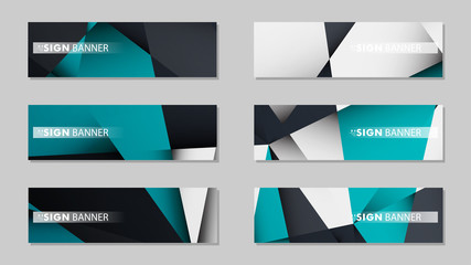 Fototapeta premium Abstract vector banners with geometric backgrounds gradient green black and white