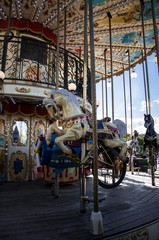 French carousel with horses, Paris holiday