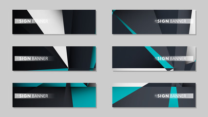 Fototapeta premium Abstract vector banners with geometric backgrounds gradient green black and white
