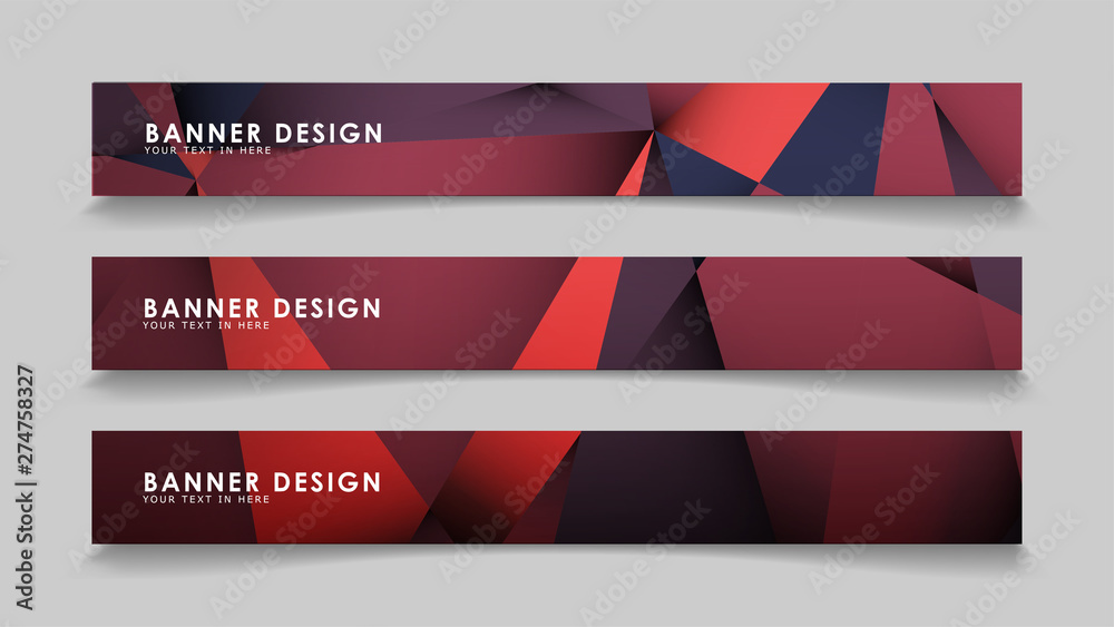 Wall mural abstract rectangle vector banners with red black geometric gradient backgrounds . design templates. 