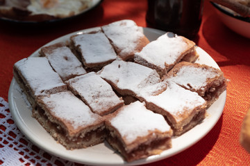 Pie with apples served on a plate