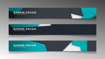Set of banner templates with abstract background. Modern vector banners with polygonal background.