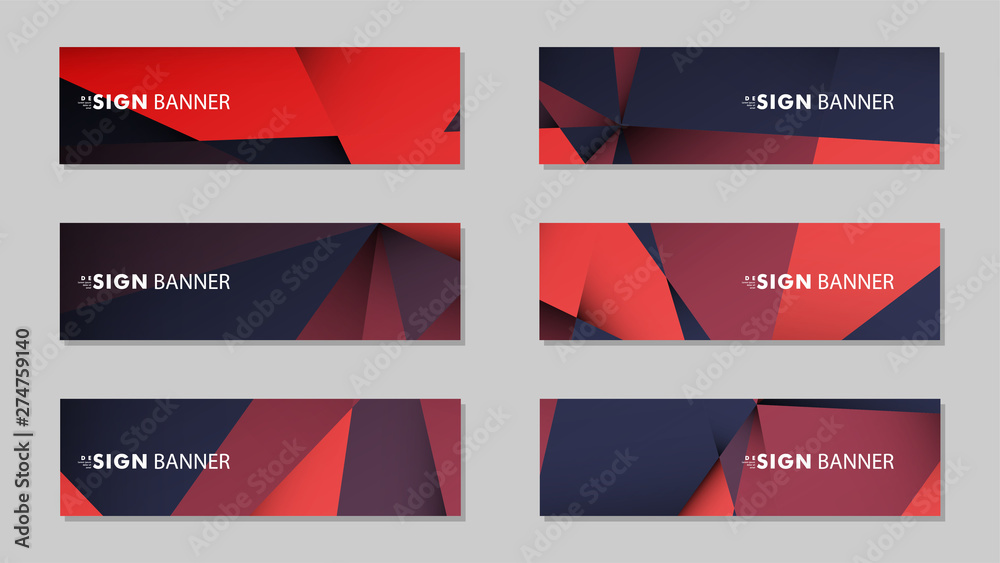 Wall mural abstract rectangle vector banners with red black geometric gradient backgrounds . design templates. 