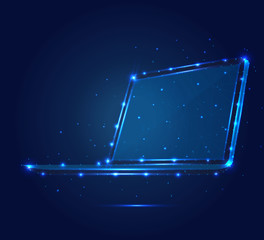 Polygonal laptop isometric blue 1 4mp 2