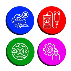 Set of computer icons such as Cloud, Music player, Disc, Development , computer