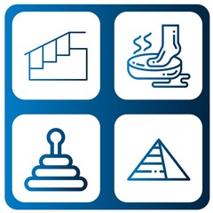 Set of step icons such as Stairs, Foot, Pyramid, Pyramids , step