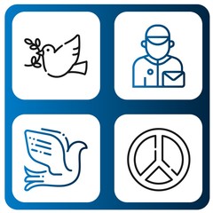 Set of pigeon icons such as Dove, Postman, Peace , pigeon