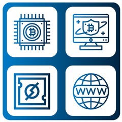 Set of network icons such as Cpu, Bitcoin, Worldwide , network