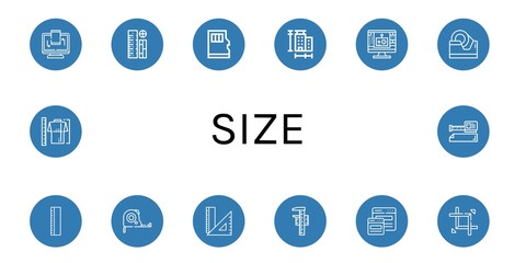 Set of size icons such as Responsive, Rulers, Micro sd, Measure, Edit tool, Tape, Ruler, Measuring tape, Measuring, Expand, Measure tape , size