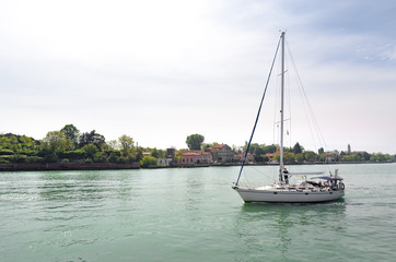 the yacht in Venice lagune