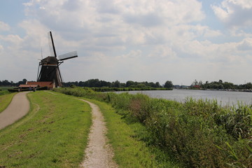 windmills as system to pump out of the water of the Tweemanspolder in Zevenhuizen the Netherlands