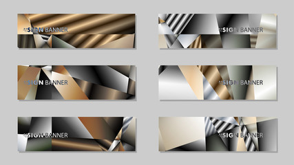 Abstract rectangle vector banner with a background of metal geometric gradient colors. design template. future Poster template design