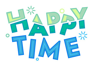Happy Time Colorful Typography, Label or Badge