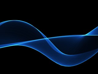 Abstract neon blue flow wave background