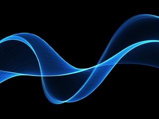 Abstract neon blue flow wave background