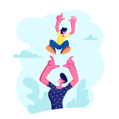 Father Tossing Up High Air Joyful Baby Boy, Healthy Child Outdoors Activity, Active Lifestyle, Having Fun with Family on Summer Vacation, Dad and Son Love, Relations, Cartoon Flat Vector Illustration