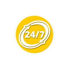 24 7 arrow icon, customer support, delivery and 24 hours