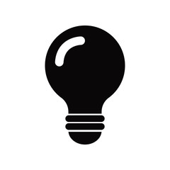 Flat black light bulb icon