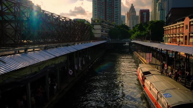 4K Time lapse,  Passenger boat in Saen Saep Canal, Saen Saep Canal is an important and famous canal in Bangkok. People tend to use the service to avoid traffic on the road.