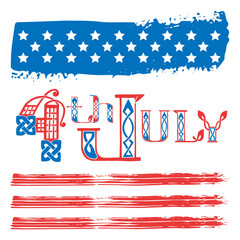 Fourth of July USA Independence Day greeting card. 4 July America celebration wallpaper.