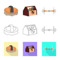 Isolated object of equipment and riding icon. Collection of equipment and competition stock vector illustration.