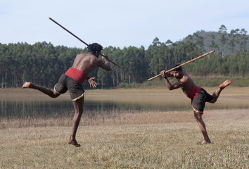 Kalaripayattu Marital art demonstration in Kerala state, South India