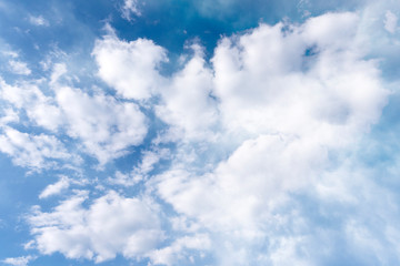 Summer blue Sky and soft white Clouds as Background or Texture