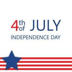 4th July Independence day greeting card with flag. Vector