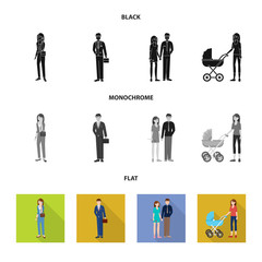 Vector illustration of character and avatar logo. Set of character and portrait stock vector illustration.