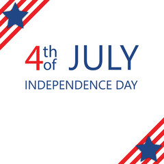 4th July Independence day greeting card with flag. Vector