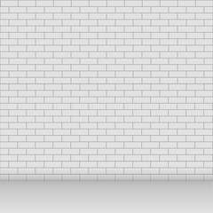 Exterior background with white brick wall. Vector.