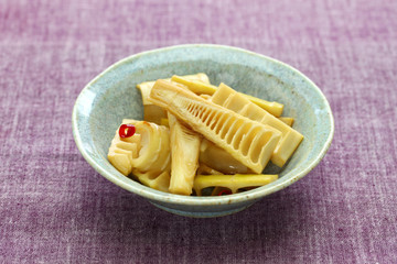 stir fried Madake bamboo shoots, traditional japanese cuisine