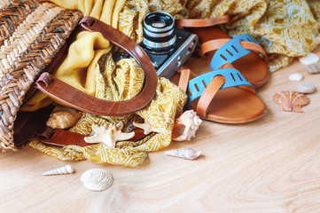 Women's accessories for beach holidays, toned.