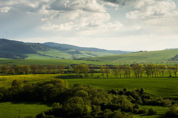 Obraz premium landscape with green field and blue sky