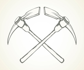 Pick axe icon. Vector drawing sign