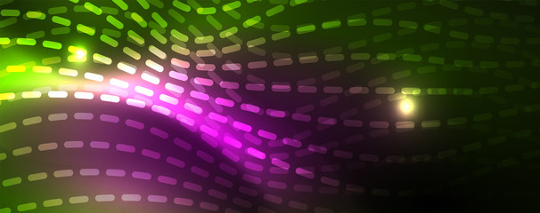 Fototapeta premium Shiny neon vector wave line abstract background, motion concept