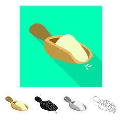 Vector illustration of scoop and rice symbol. Collection of scoop and grain vector icon for stock.