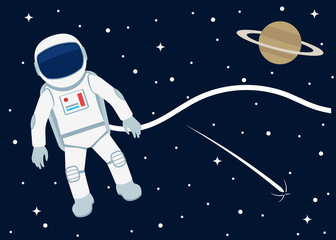 Cosmonaut in space illustration. Vector. 